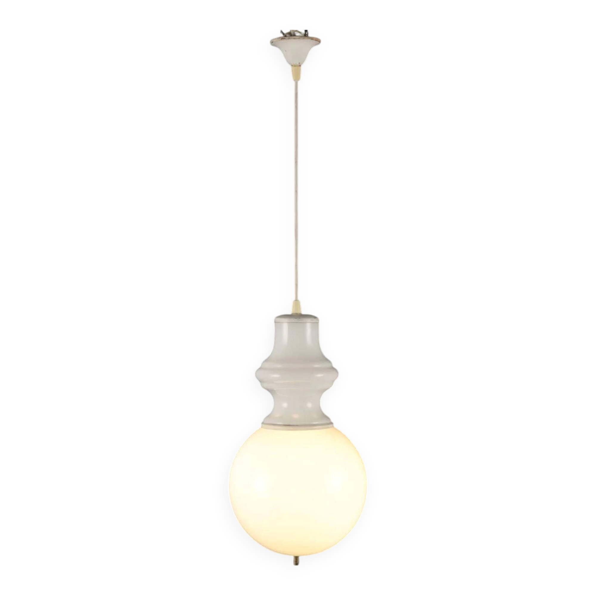 1960s vintage chandelier in white glass