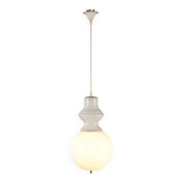1960s vintage chandelier in white glass