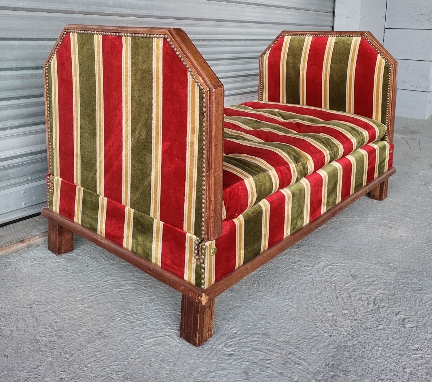 Ensemble banquette, 2 coussins et 2 rideaux Art Déco