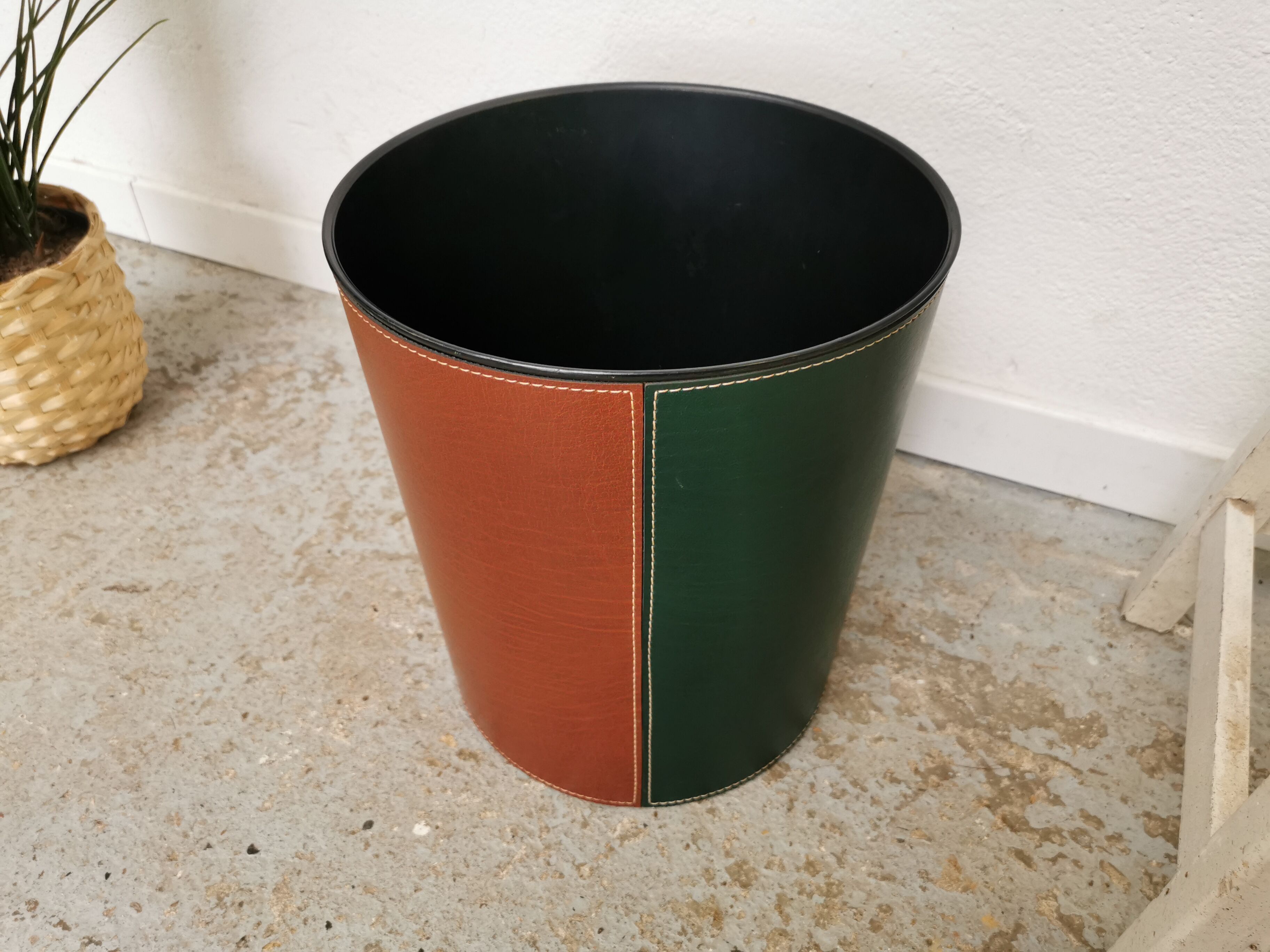 Vintage leather paper basket Denmark