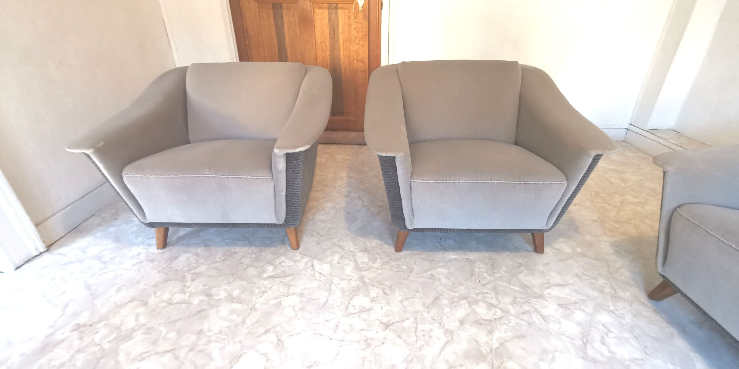 Trio armchairs club 50s grey