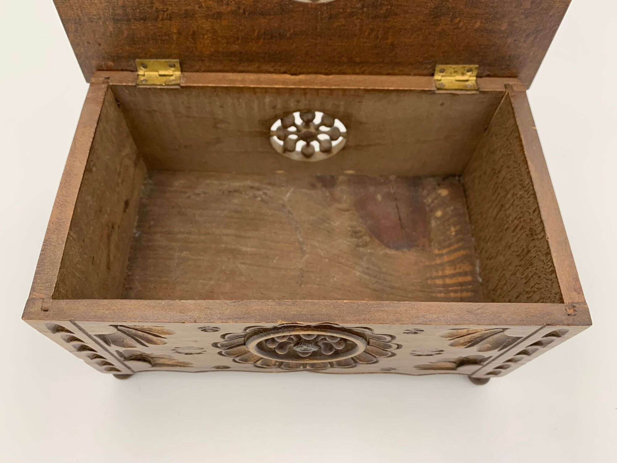 Vintage Breton box, carved wooden jewelry box