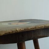 Portrait ancien français d'une dame, art populaire