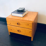 Bedside table assigned to Charlotte Perriand for Les Arcs, in pine, circa 1960.