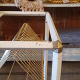 White coffee table and vintage gold metal