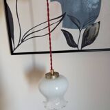 Opaline tulip mood lamp with white ruffles