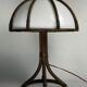 Bamboo rattan mushroom table lamp, Dutch 1970s