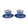 Set of 2 cups of eggs in blue Vallauris ceramic by Robert Picault 1950