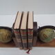 Old pair of greenhouse books in solid wood and world map