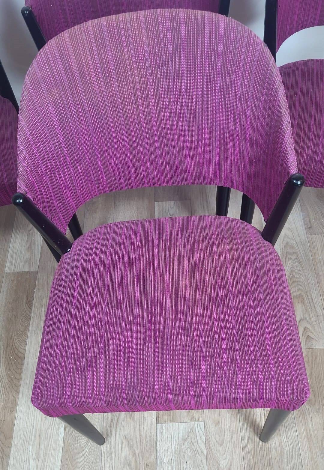 4 vintage chairs in purple fabric