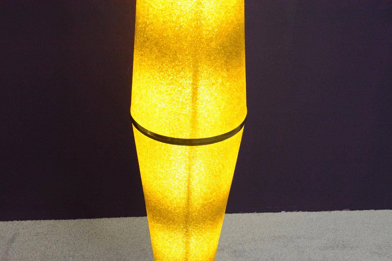 Totem floor lamp from the 60s in yellow granite methacrylate.