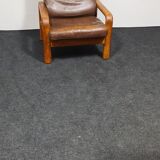 Brown leather Danish design arm chair by I Olsen&son Mobelfabrik