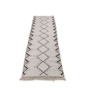Berber runner rug diamond white and black 80x290 cm