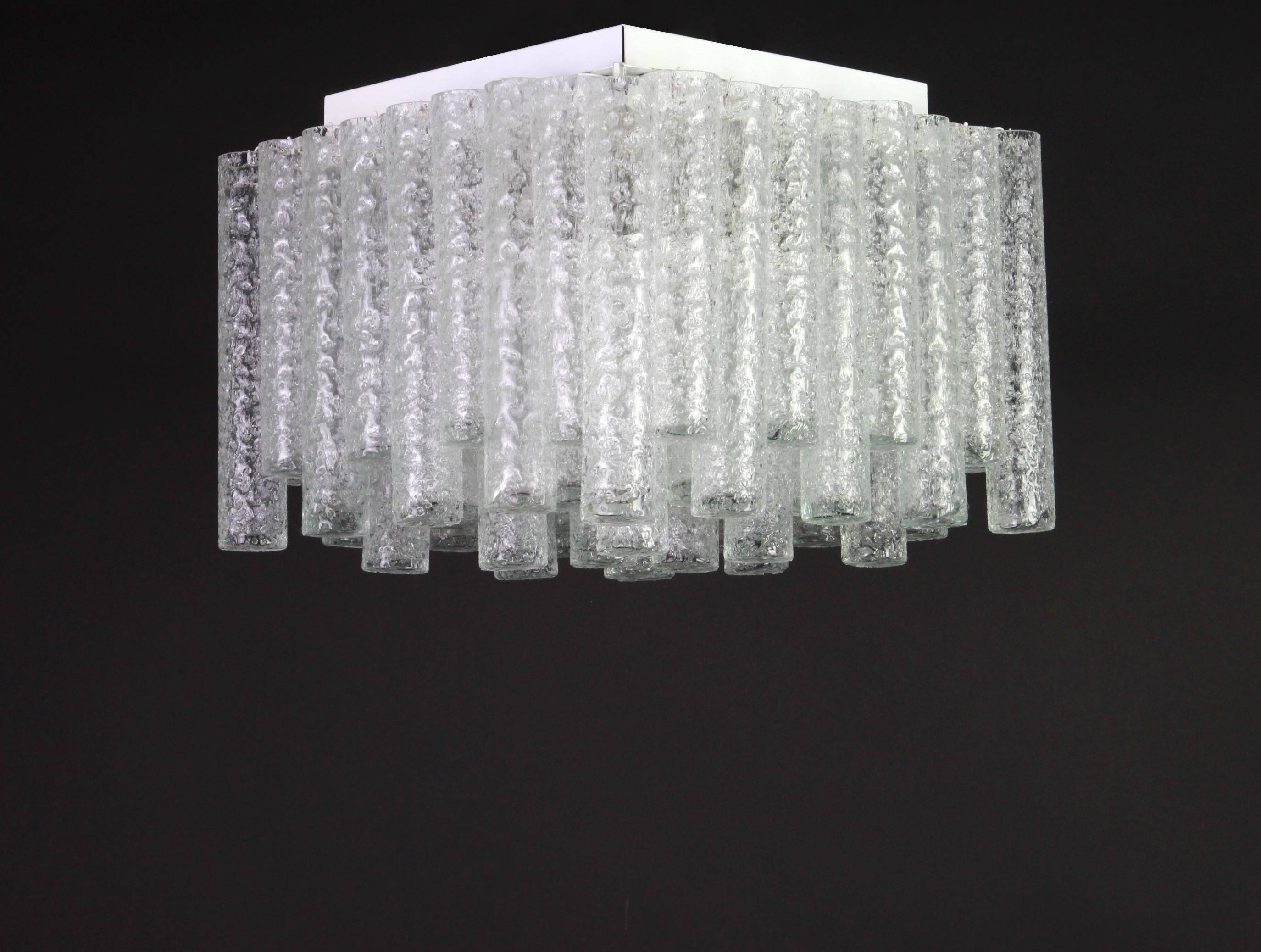 Murano glass tubes ceiling lights by Doria, Germany, 1960s.