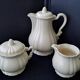 Set Sarreguemines coffee maker, sugar bowl, ivory cream pot