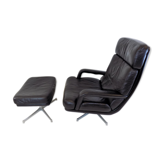 Don leather chair with ottoman by Bernd Münzebrock, Walter Knoll