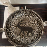 Footed bowl fat lava rock decor 1970