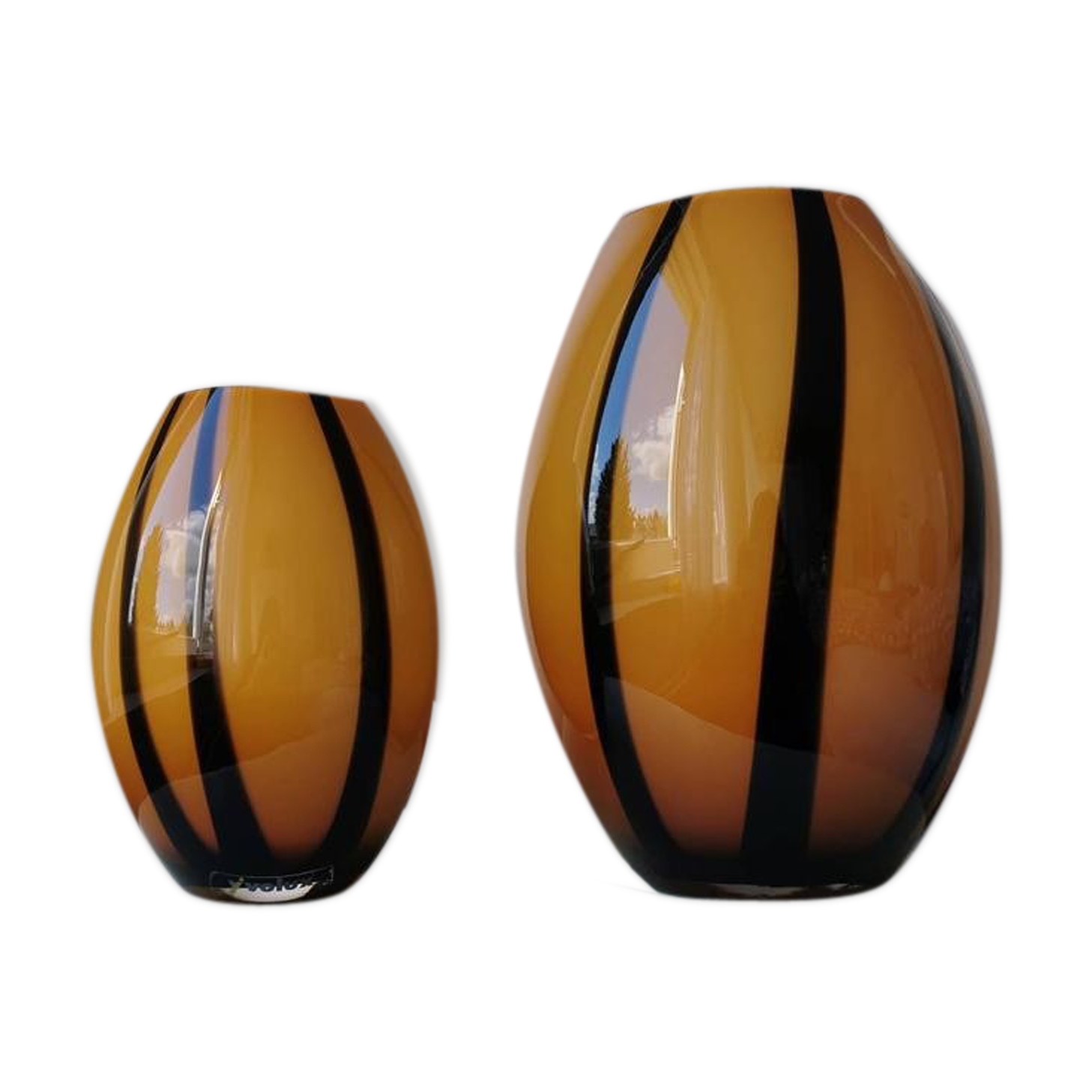 Set of 2 Italian lamps in Volux glass, 80s