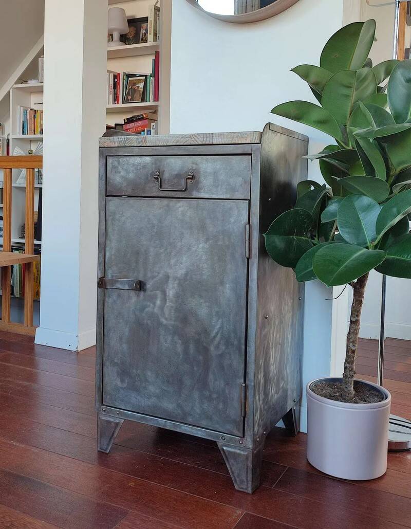 Vintage industrial furniture, metal and wood