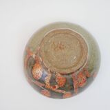 Small bowl in water green glazed ceramic with coral pink pattern