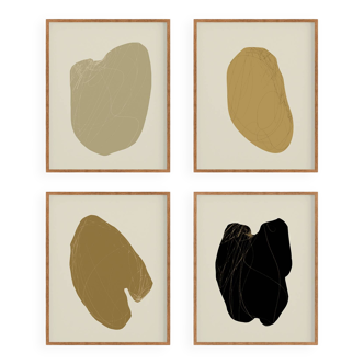 4 abstract giclee prints, set of four, A3