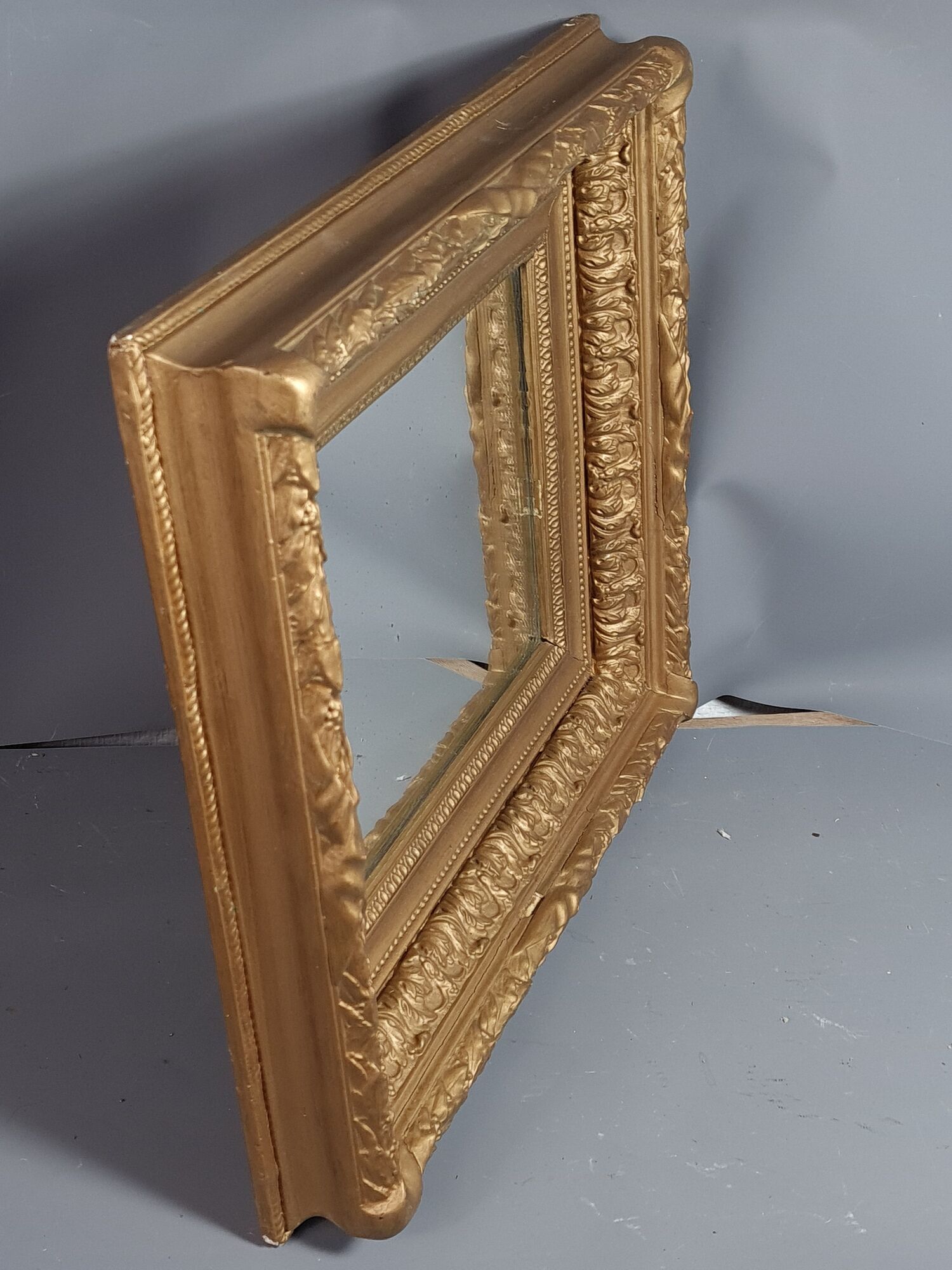 Mirror and old frame with keys gilded stucco wood 44,5x40 cm, leafing 28,5x23,5 cm