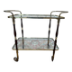 Glass, brass, and wood side table from the 1950s/60s.