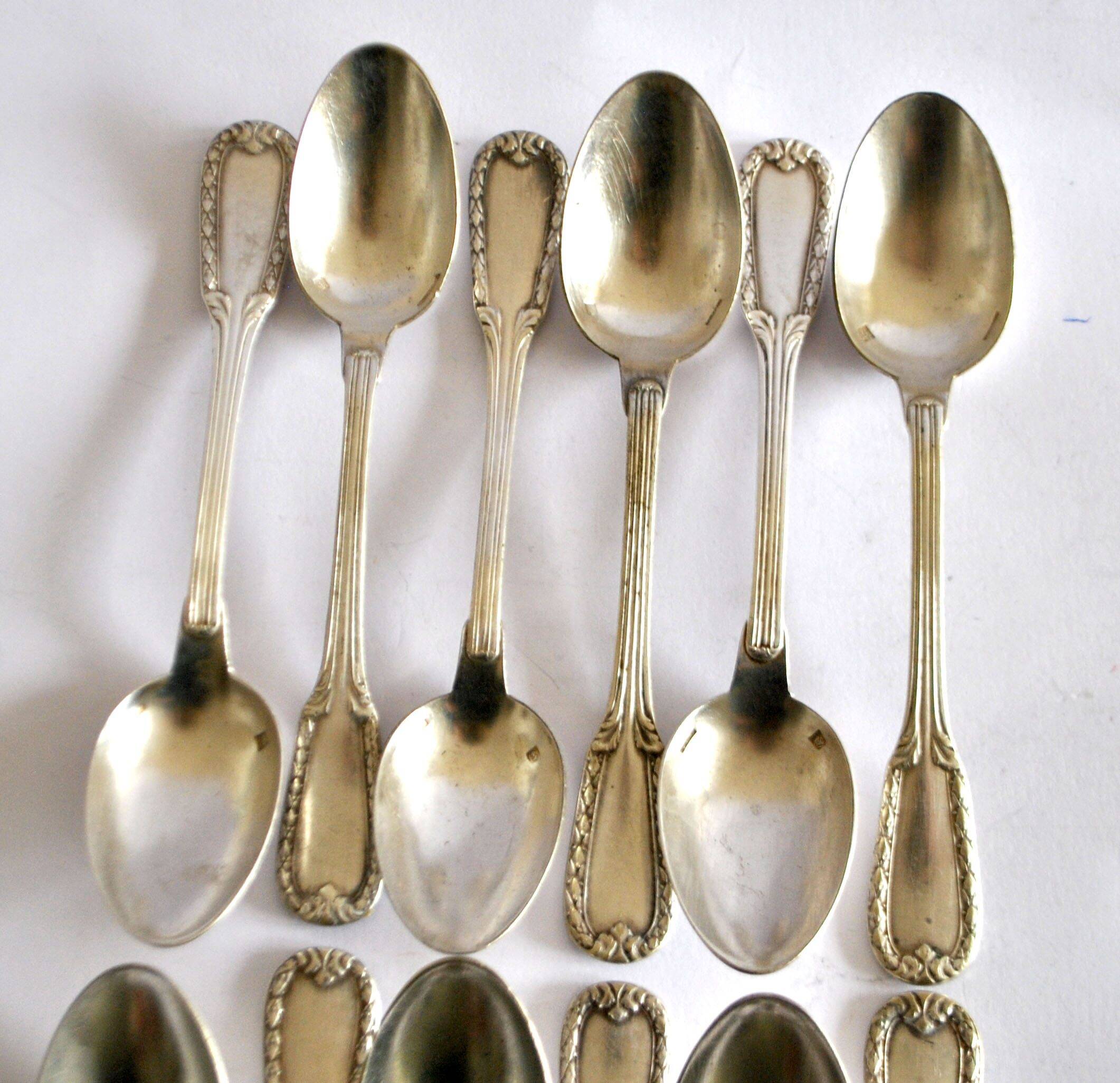 Lot of 12 classic silver-plated metal teaspoons 1900 Silversmith BOULENGER