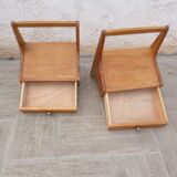 Pair of vintage solid wood hanging bedside tables