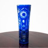 Blue crystal vase, Poland, 1960s