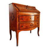 Bureau secrétaire bombé marqueté italien Louis XV, années 1960