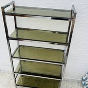 Vintage Italian design shelf in chrome and smoked glass from the 1970s.