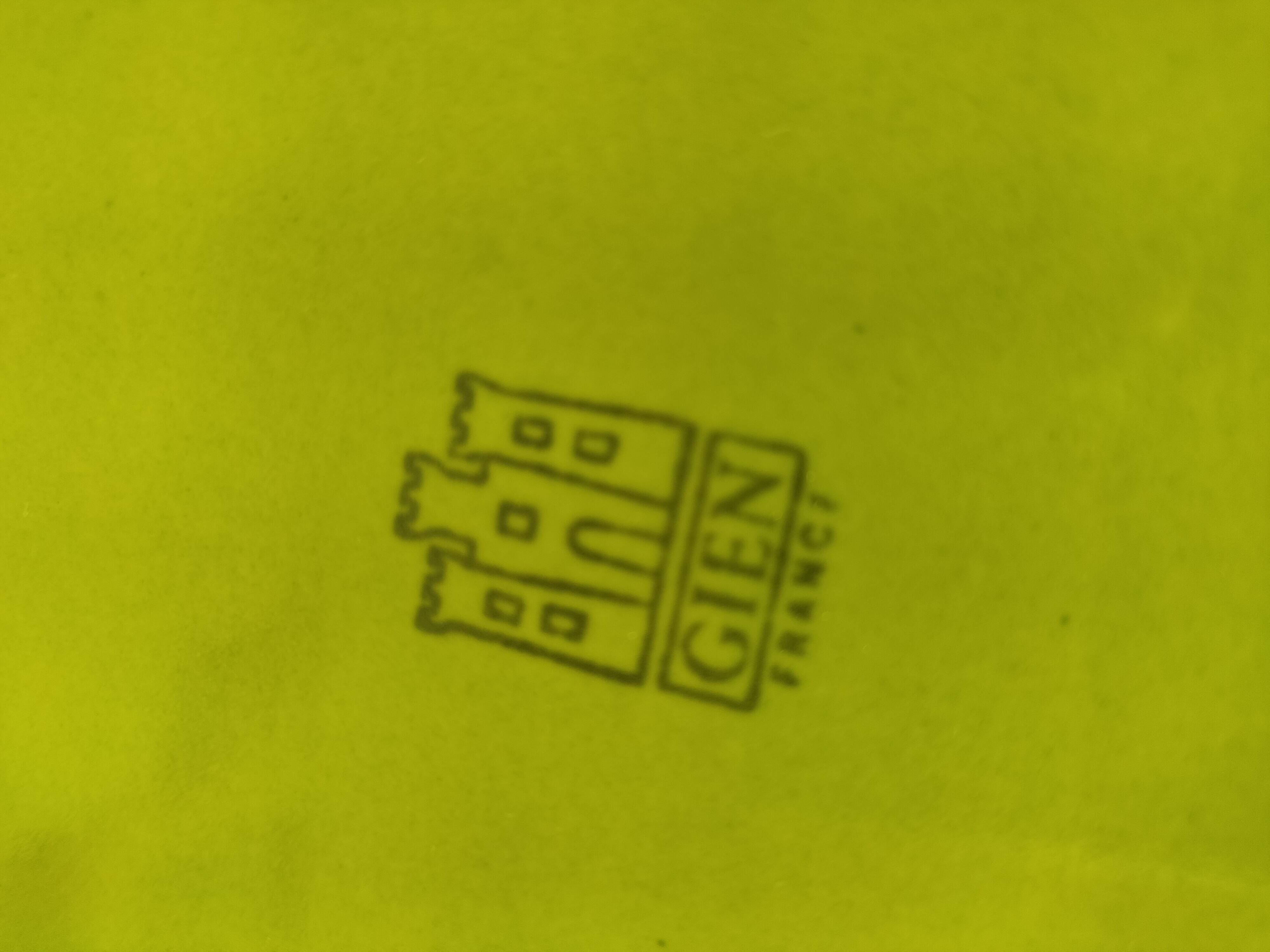 Large fish dish Gien green chartreuse relief vintage