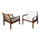 Paire de fauteuils 519 Hans Olsen teck et rotin