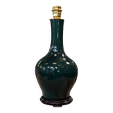 Dark green glazed ceramic table lamp