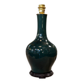 Lampe de table en céramique émaillée vert foncé