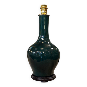 Lampe de table en céramique émaillée vert foncé
