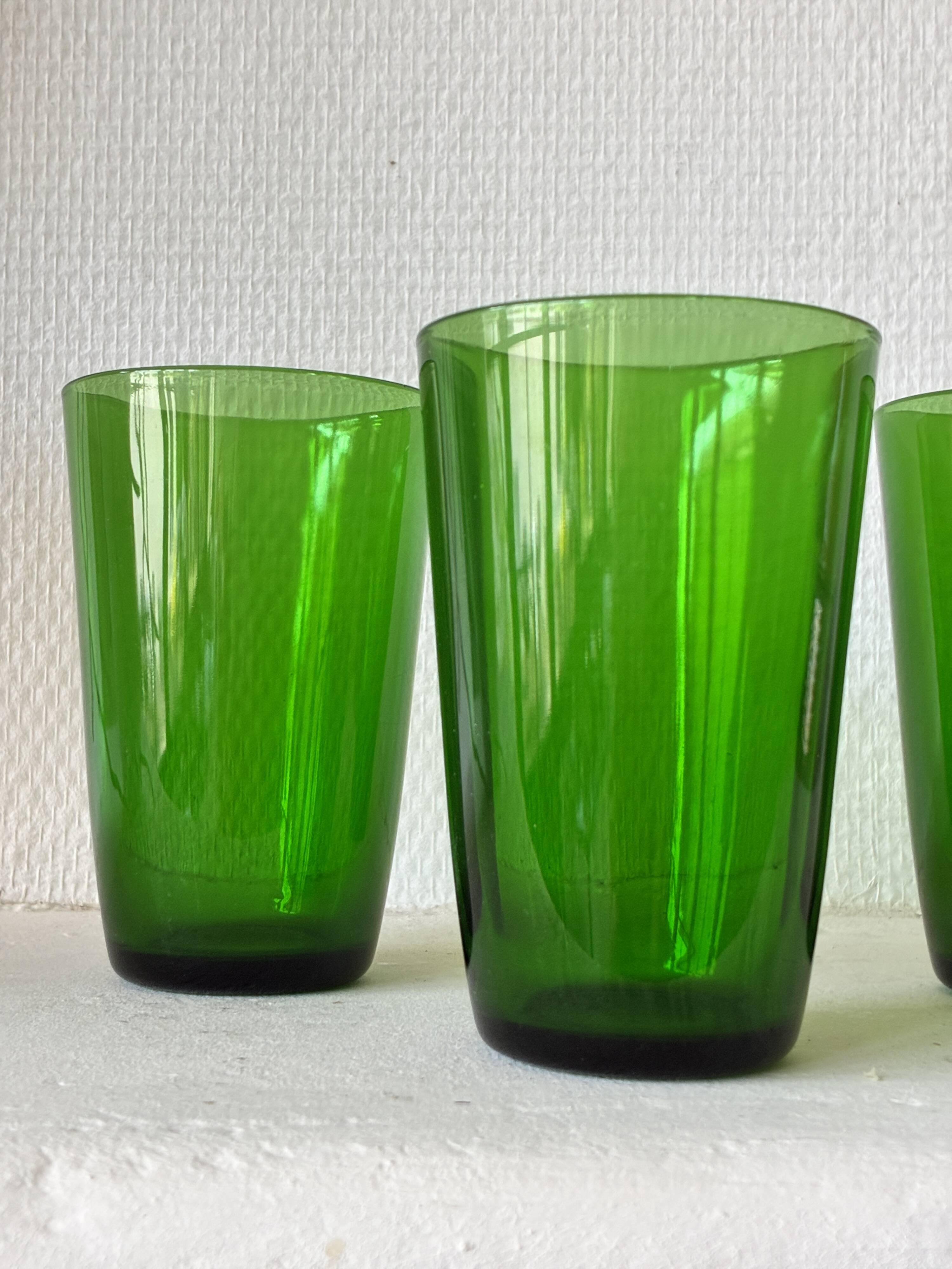 Lot 3 Verres Vereco coloris vert