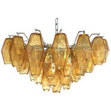 Amber Murano glass chandelier "poliedri" d55