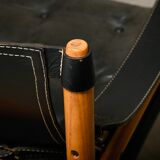 Arne Norell Sirocco Safari Lounge Chairs in Black Leather and Ash, Sweden