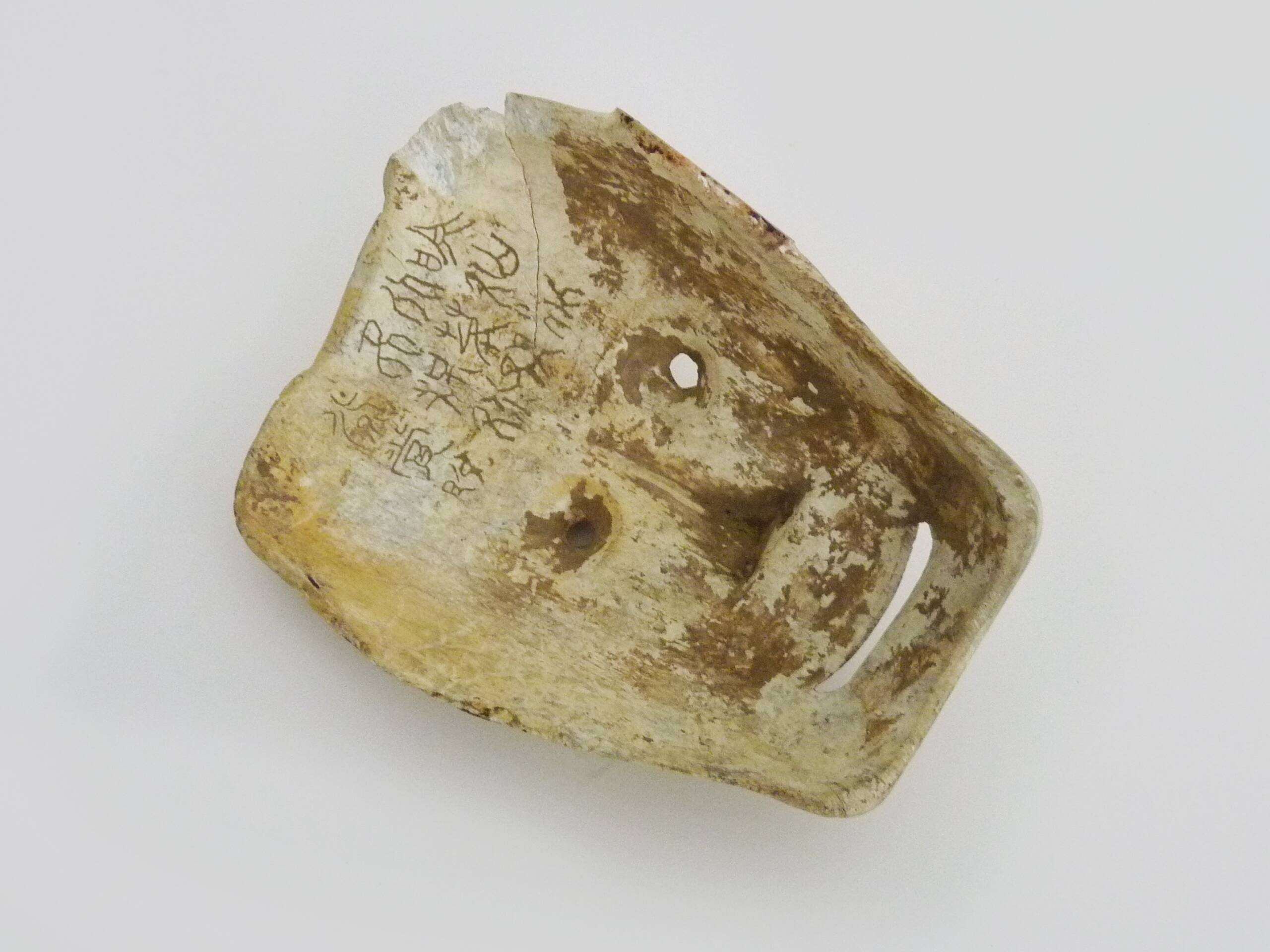 Netsuke old large bone mask japan grimacing character. 19th century