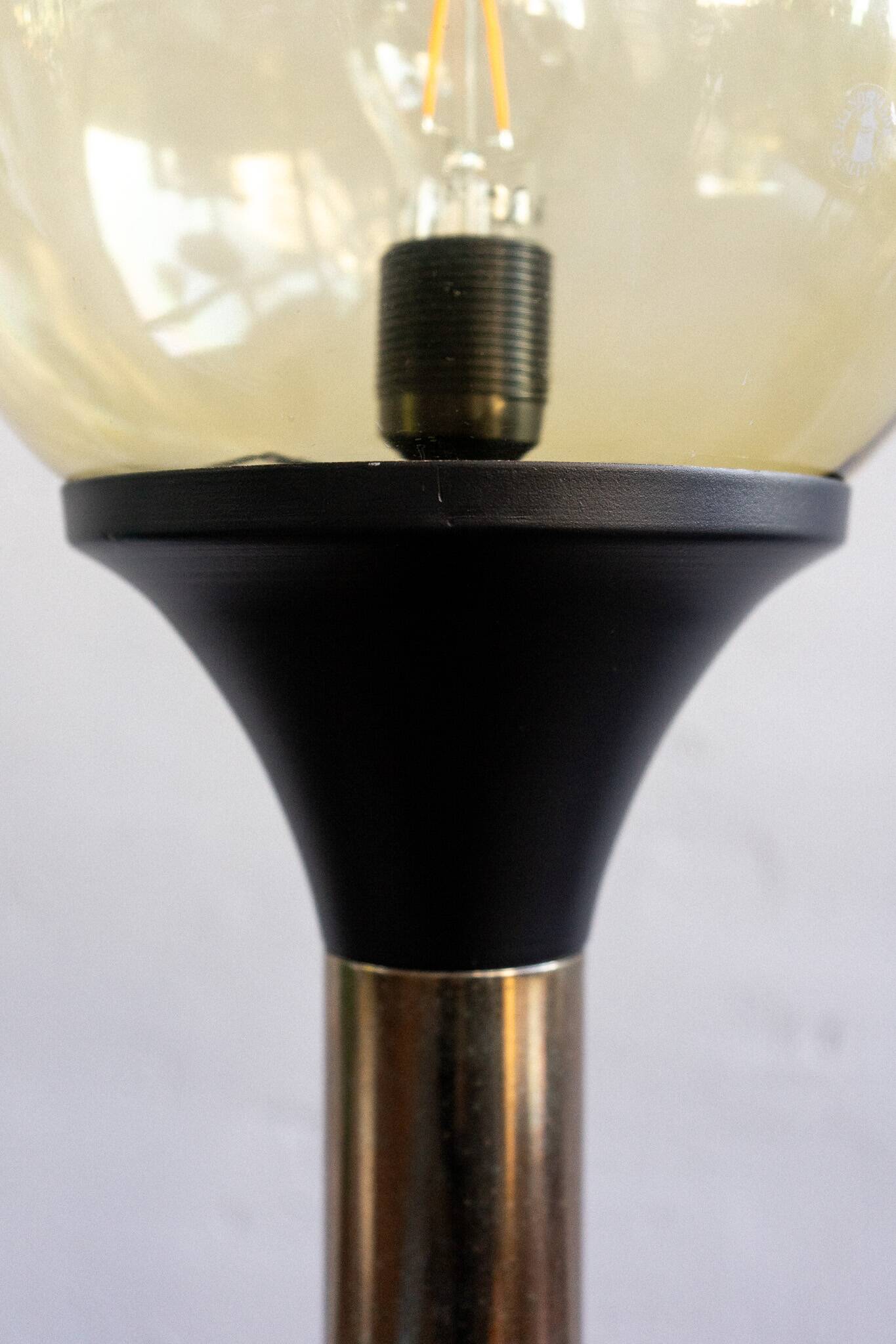 Vintage glass metal floor lamp, 80s