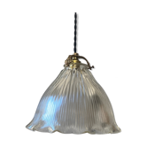 Old vintage holophane glass suspension