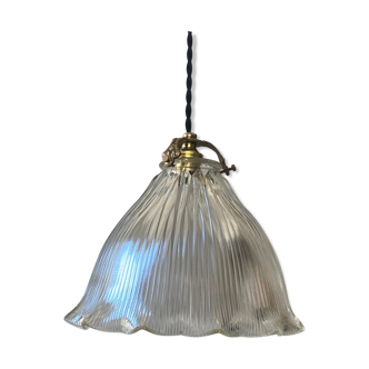 Old vintage holophane glass suspension