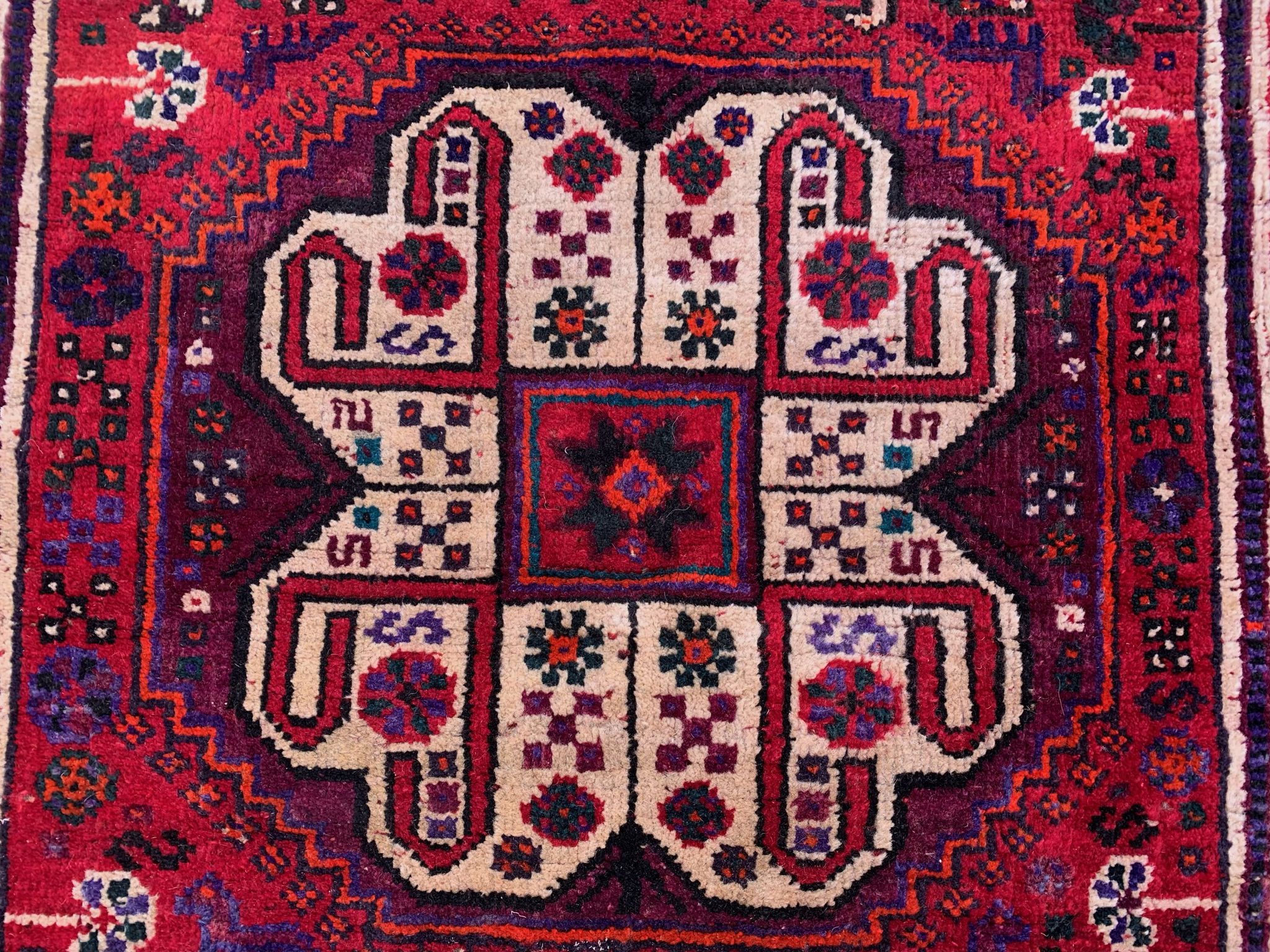 Vintage tribal rug 160x117 cm wool oriental handmade rug red, medium