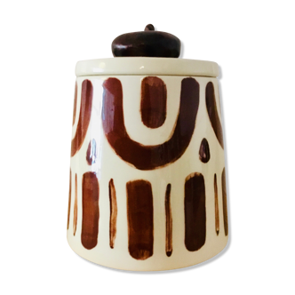Hand-painted glazed ceramic box of French artisanal vallauris