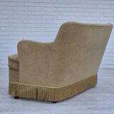1970s, Danish 2 seater sofa, original condition, green furniture velour, beech wood legs.