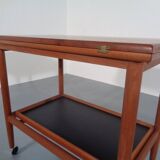 Teak Flip-Flop Expandable Cart with Removable Tray by Grete Jalk for Poul Jeppesens Møbelfabrik, Denmark, 1960s