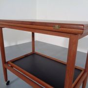 Teak Flip-Flop Expandable Cart with Removable Tray by Grete Jalk for Poul Jeppesens Møbelfabrik, Denmark, 1960s