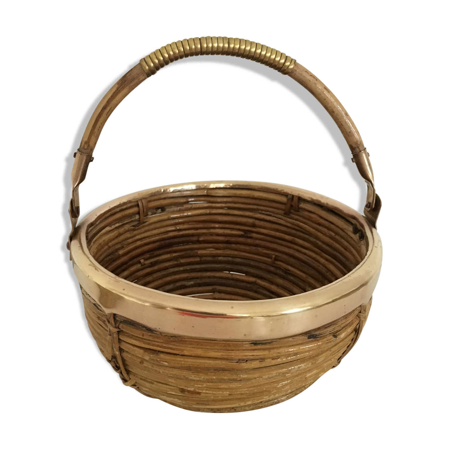 Bamboo and brass handle basket